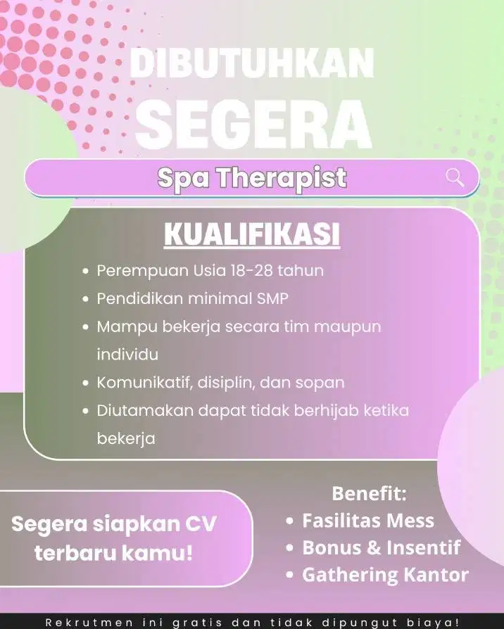 Lowongan Spa Therapist