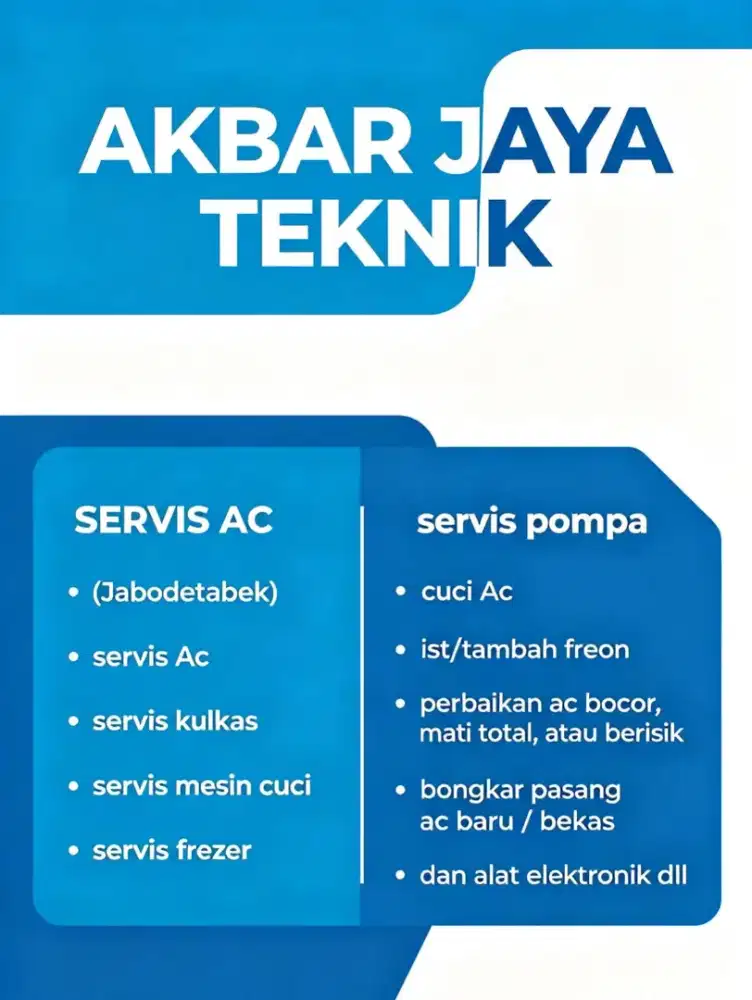 Jasa panggilan service AC kulkas mesin cuci flezer pompa air dll