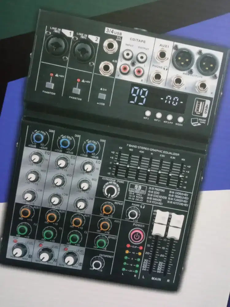 Mixer audio 99dsp, 4chanel, ada equalizer, bermerek,