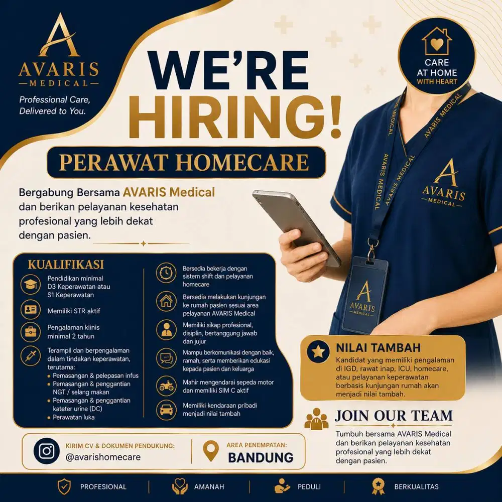 DIBUTUHKAN SEGERA! Perawat Homecare by Avaris Homecare