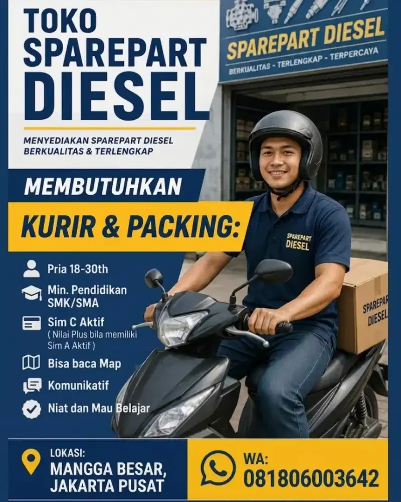 Dibutuhkan Kurir + Packing + Cleaning toko