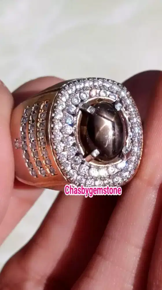 Batu Permata black safir star-cincin safir Bangsing thailand