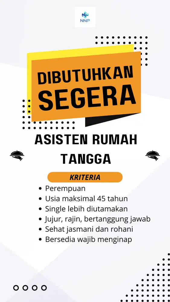 Dibutuhkan Segera Asisten Rumah Tangga Area Jakarta Selatan