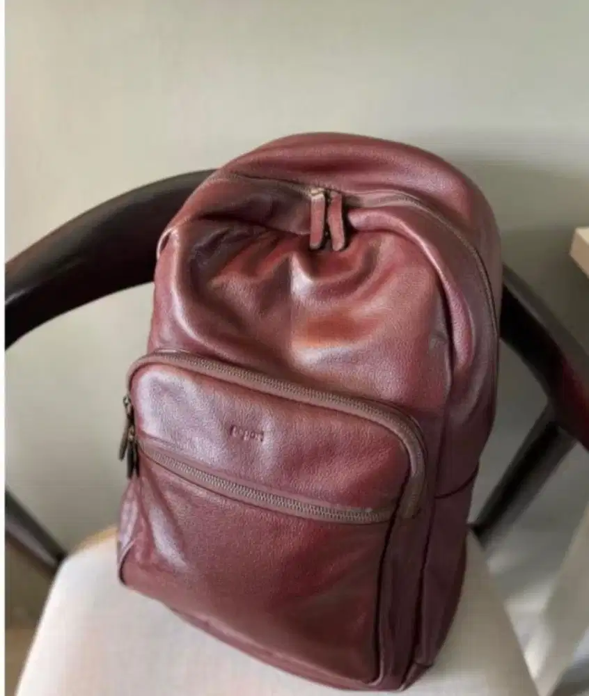 Pepari Leather Tas Ransel unisex  Kulit Sapi PA-106 Marun Kecoklatan