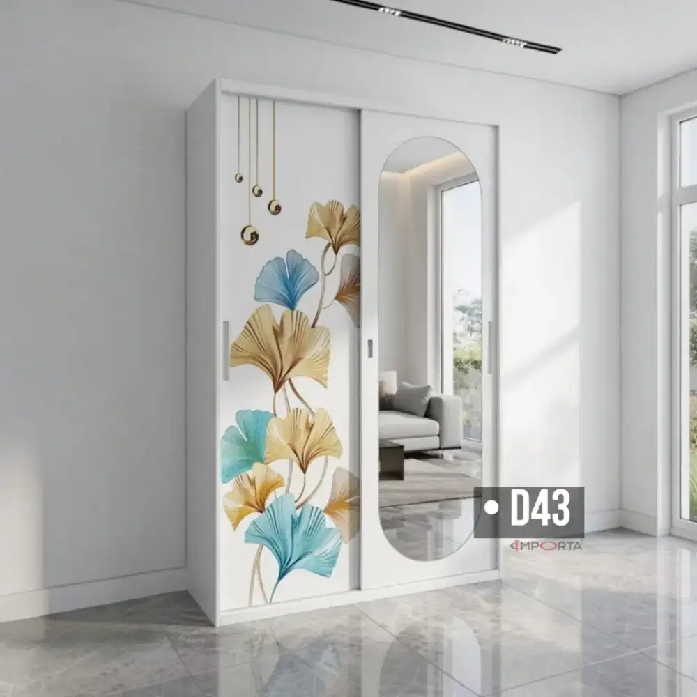 Lemari Pakaian Besi Pintu Sliding 2 Pintu Importa OKELO D43