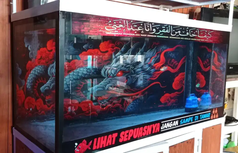 Aquarium Rak Besi Lemari Kabinet Fullset Silbino