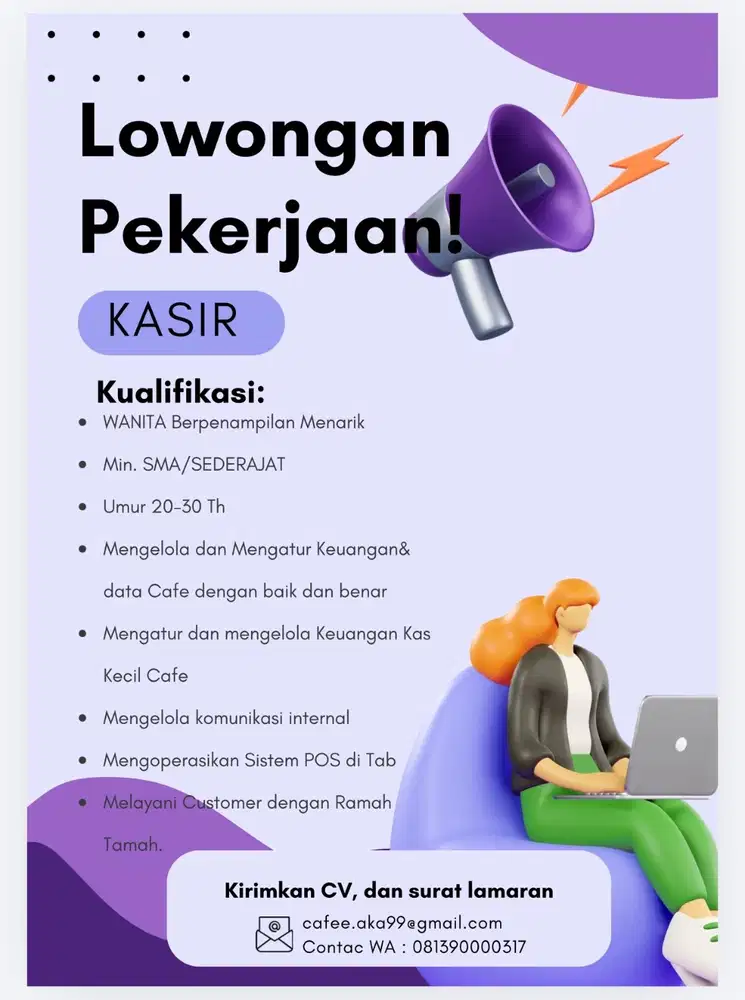 Loker KASIR CAFE AK99