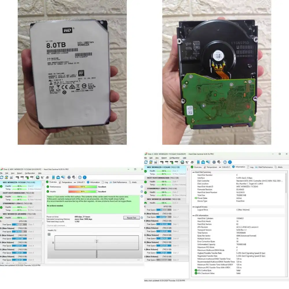 HDD 8TB WD SATA 6Gb/s 128MB Cache 3.5 inch (Sentinel 100/98)