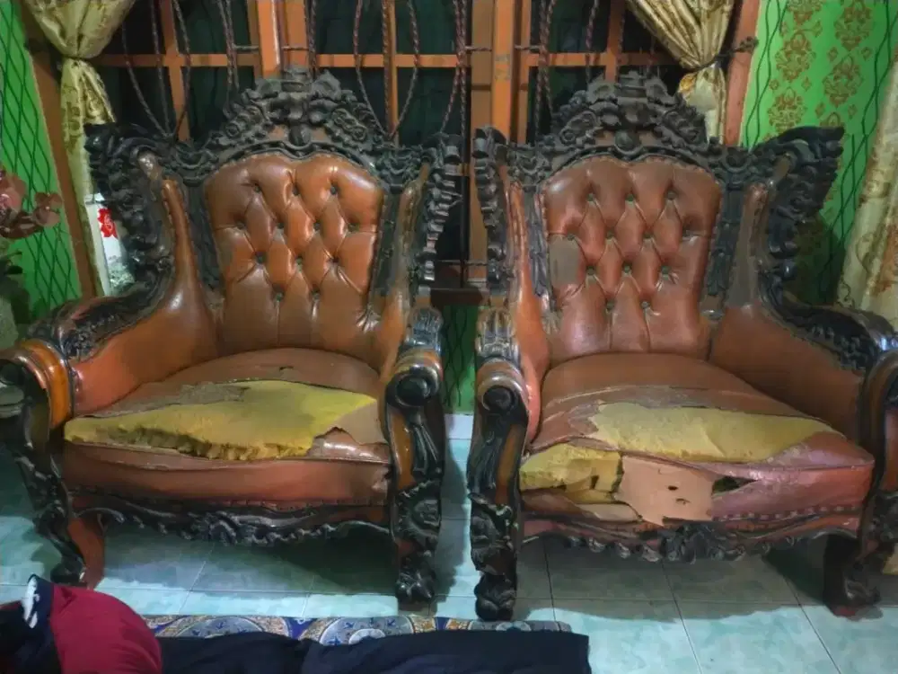 Kursi kayu jati asli dan meja nya