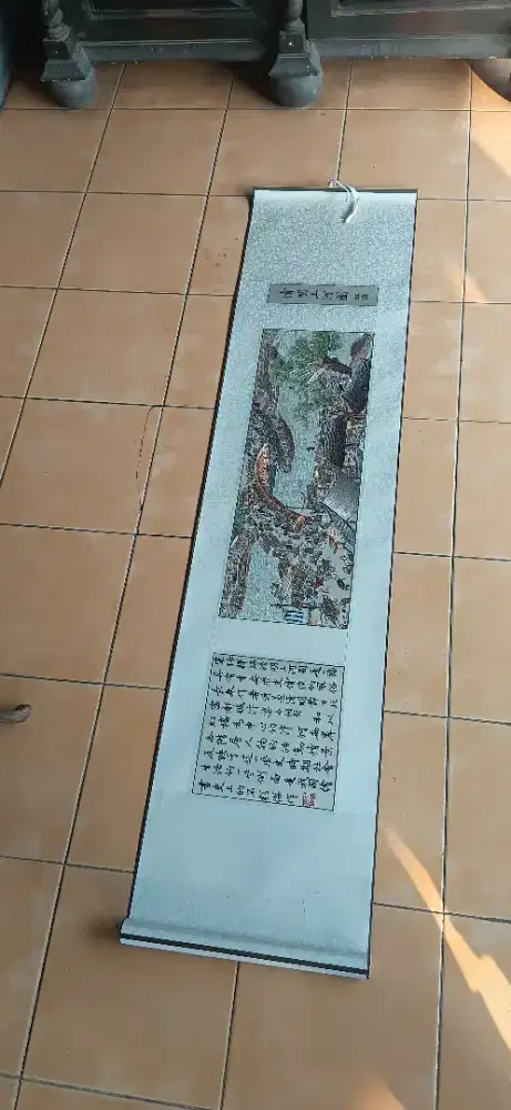 Lukisan sutra sulam Gulir Qing Ming Shang He Tu original