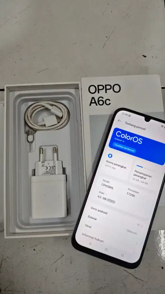 Jual cepat Oppo a6c ungu fullset mulus