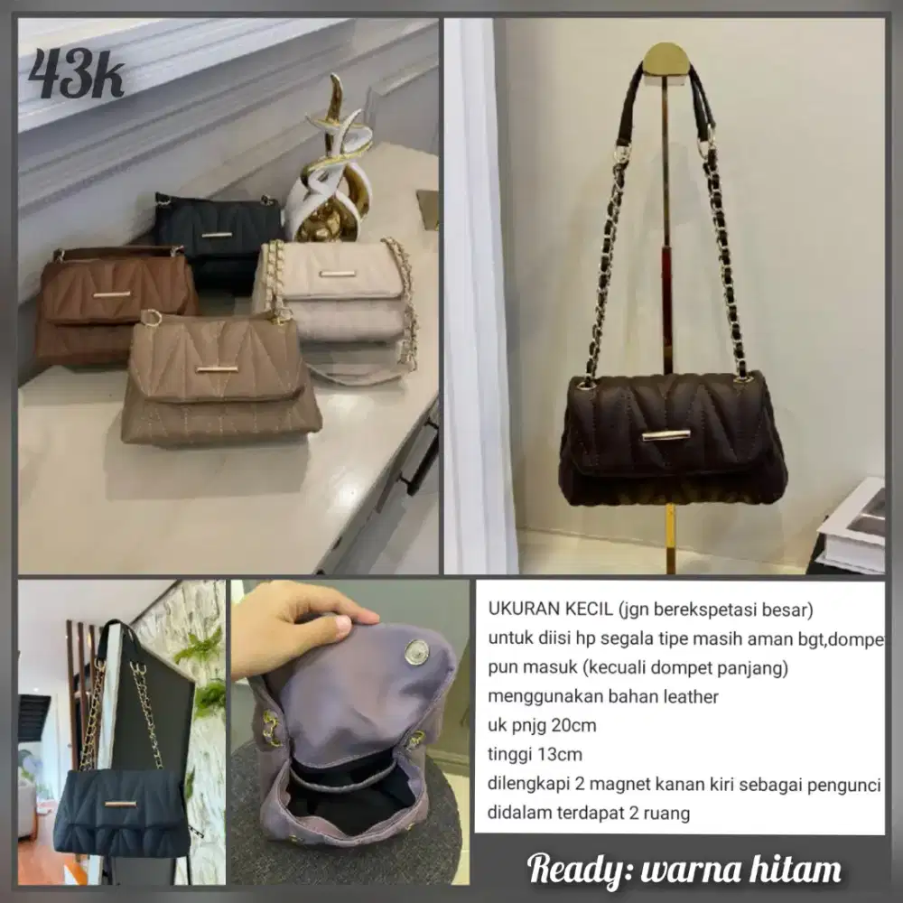 Tas elegant tali rantai combi bahan.