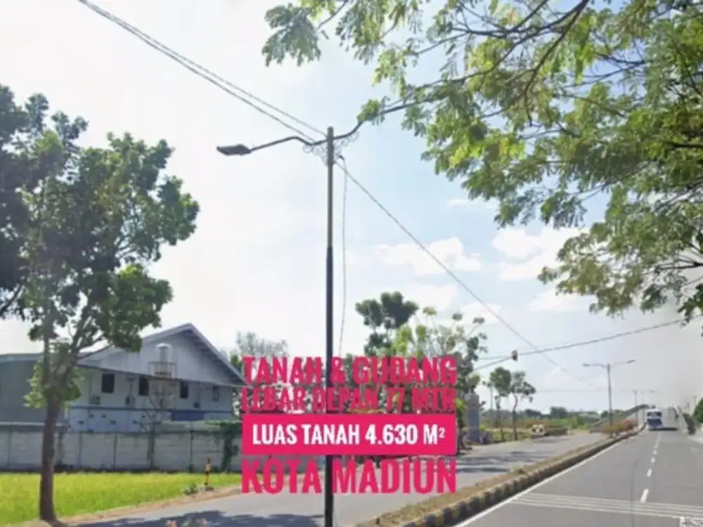 DIJUAL, Tanah Pekarangan+Gudang, LD 77 mtr Ringroad Barat KOTA MADIUN Strategiss