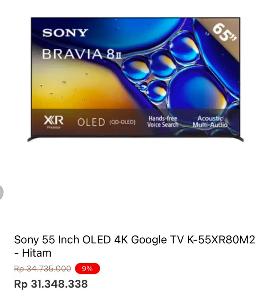 SONY 55 INCH OLED 4K GOOGLE TV K-55XR80M2