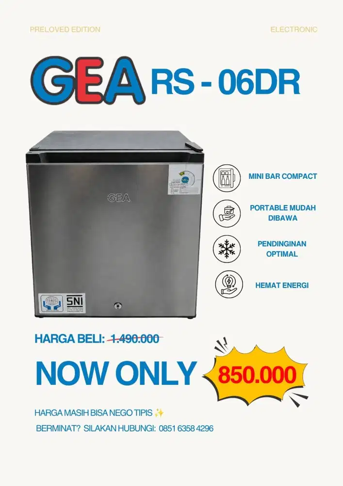 Kulkas Minibar Second Merk Gea