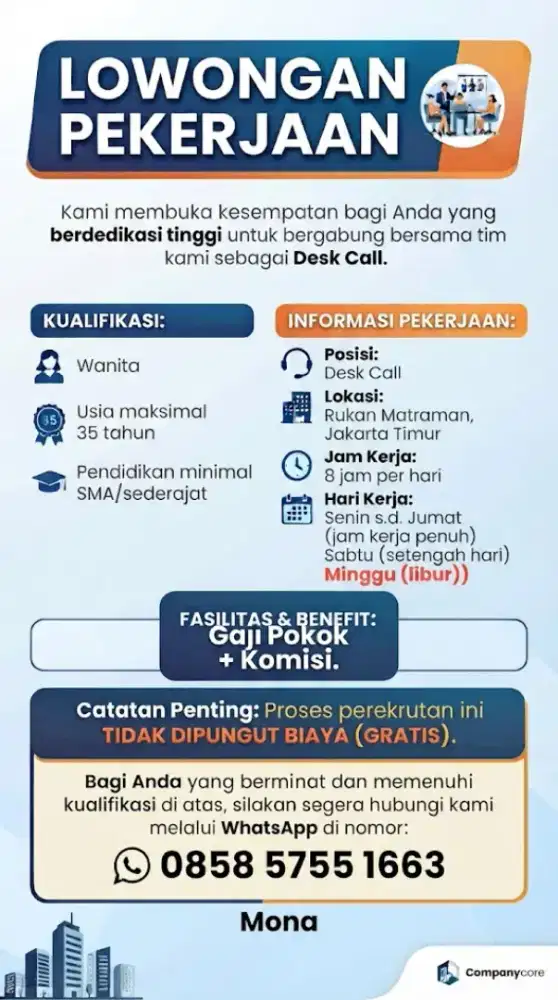 LOWONGAN PEKERJAAN WANITA