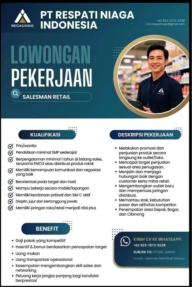 LOWONGAN KERJA: SALESMAN RETAIL