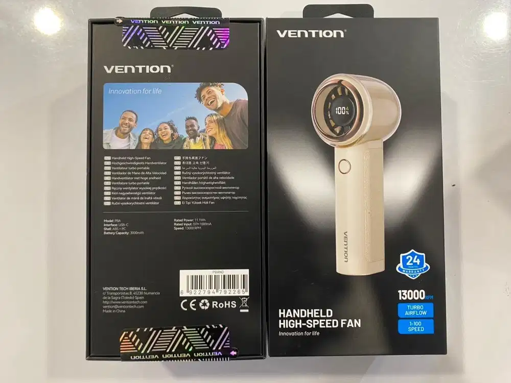 Kipas Vention Handheld With Led Display Beige/PBAN0