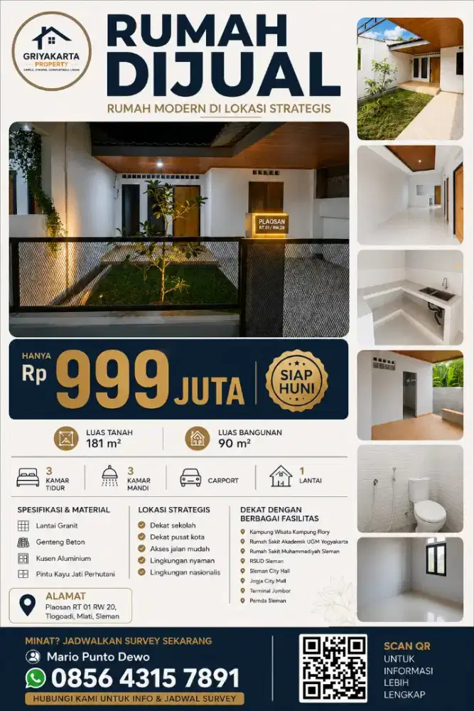 Rumah mininalis dekat pemda sleman sch jcm rsa