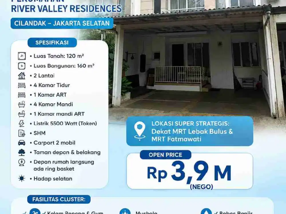 for sale premium cluster furnished perumahan dirivervalley residence Cilandak Jakarta selatan