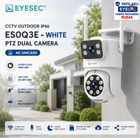 CUCIGUDANG EYESEC CCTV 4G 6MP Dual Lens Outdoor IP66 Tanpa WiFi IP Cam