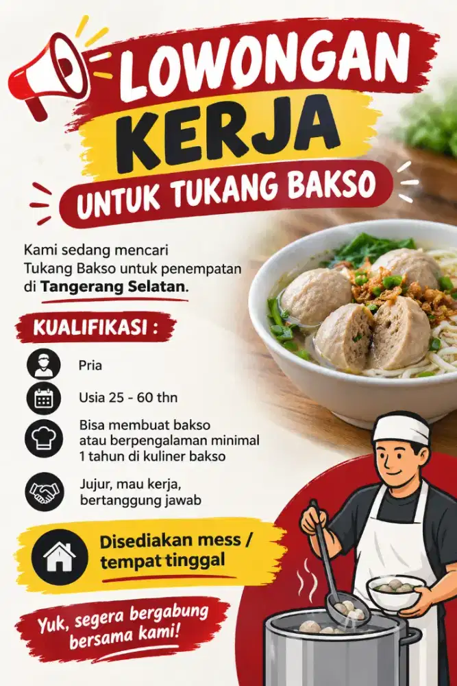 Lowongan untuk tukang Bakso