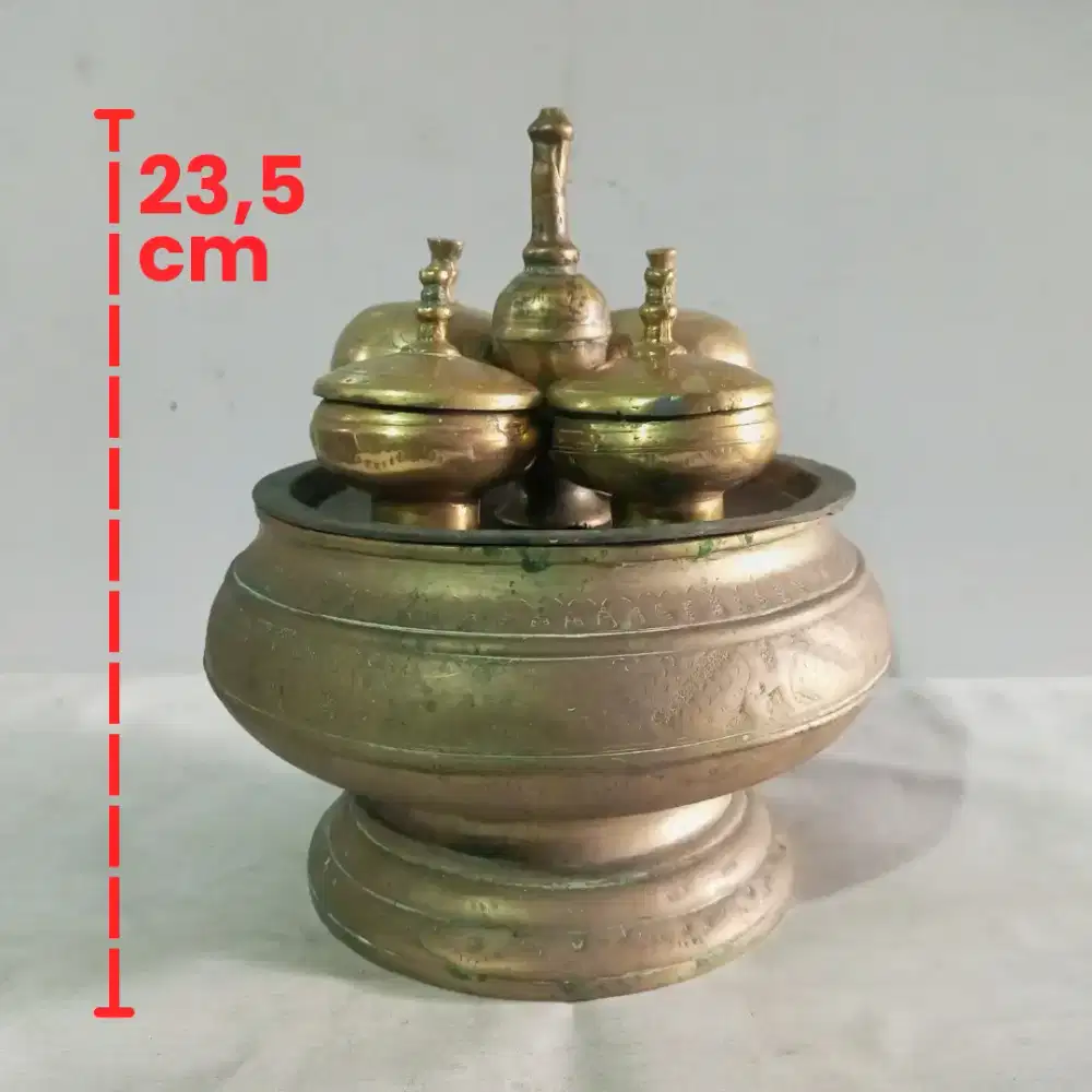 Set Tempat Sirih Pinang Kuningan Tradisional Kinangan Melayu Vintage