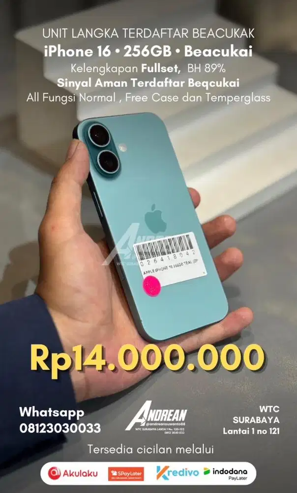 SECOND IPHONE 16 256GB BEACUKAI