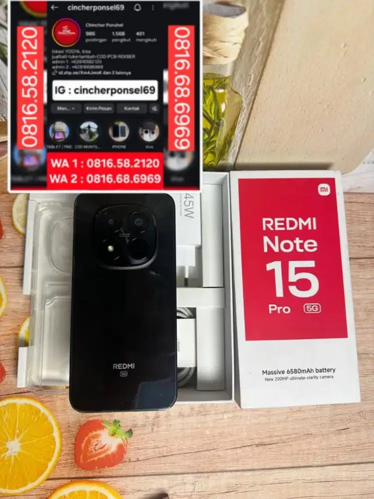 Jual hp LIKENEW redmi note 15 pro 5g 8/256 grns ampe MEI 2027