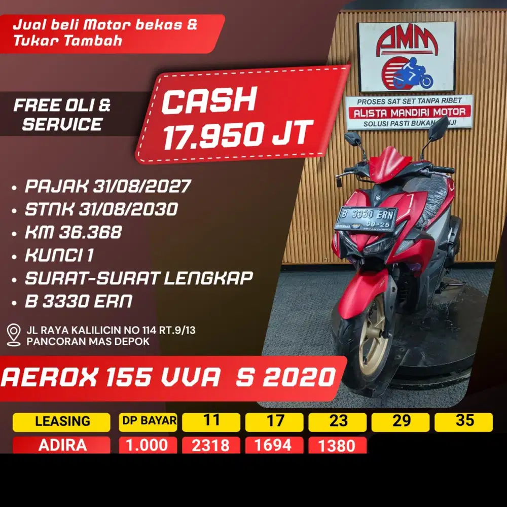 AEROX 155 VVA 2020 DP 1 JUTA PAJAK HIDUP CASH / KREDIT ALISTA
