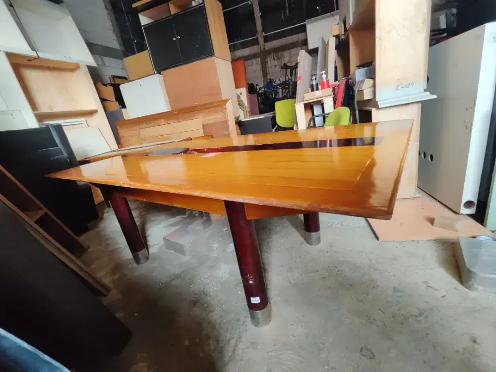 Meja meeting/makan bahan multipleks tebal lapisan veneer, bekas kokoh