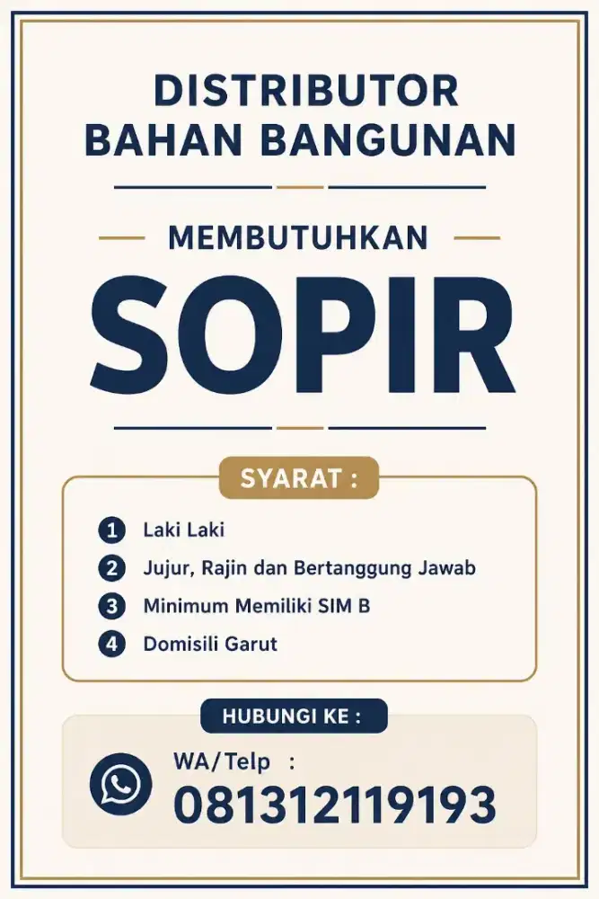 Dibutuhkan Sopir