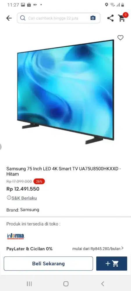 Samsung smart tv 75inch
