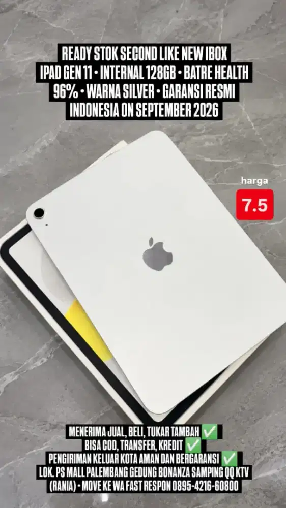 iPad gen 11 second iBox warna silver