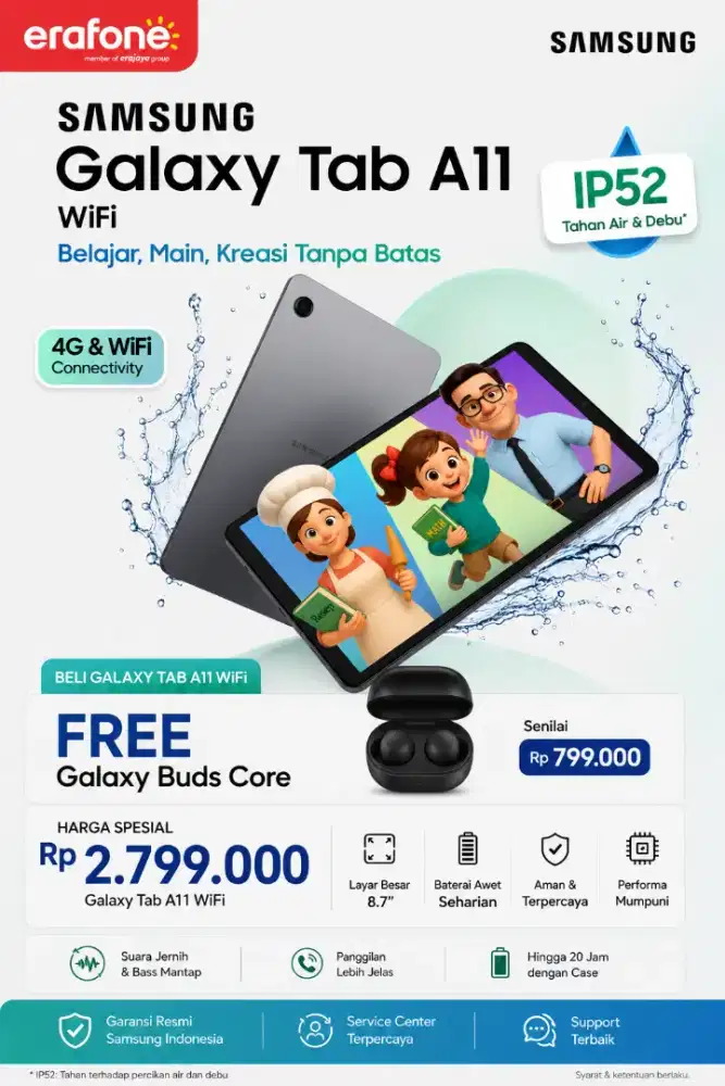 SAMSUNG TAB A11 WIFI FREE GALAXY BUDS CORE