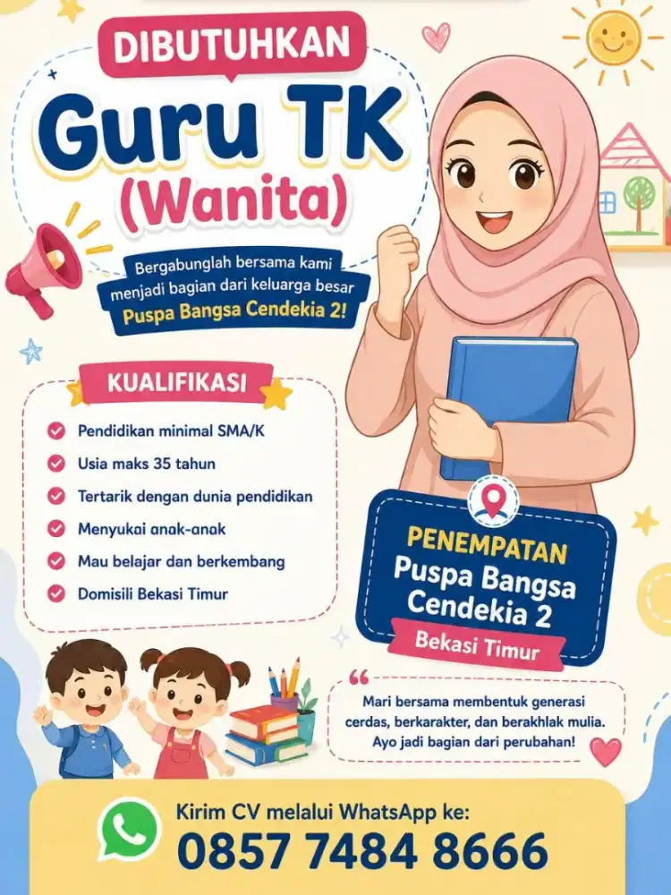 Lowongan guru TK Bekasi Timur