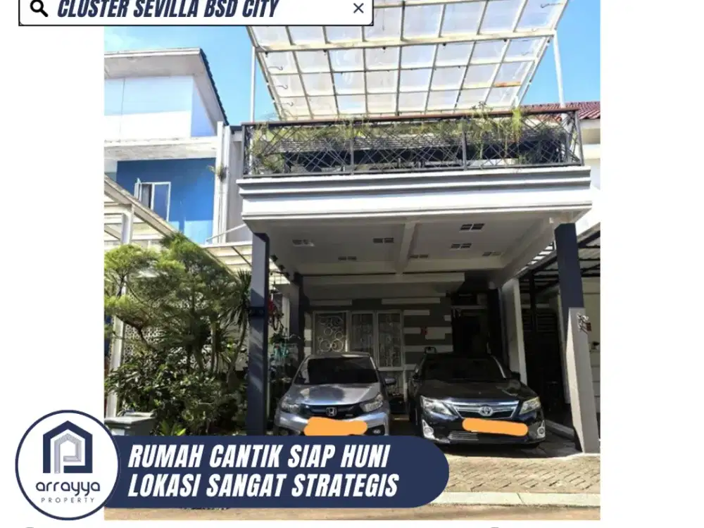 DIJUAL RUMAH CANTIK SIAP HUNI LOKASI SANGAT STRATEGIS DI SEVILLA BSD (ENB398)