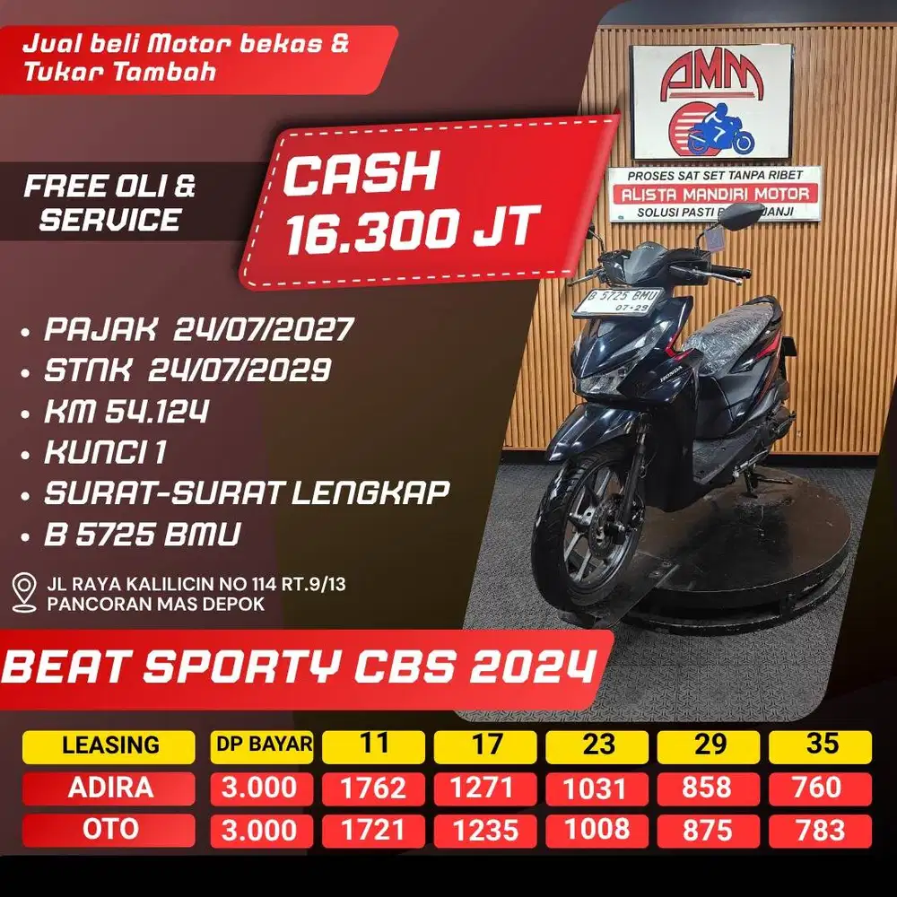 BEAT SPORTY CBS 2024 PAJAK HIDUP SPAYLATER KREDIVO CASH/KREDIT ALISTA