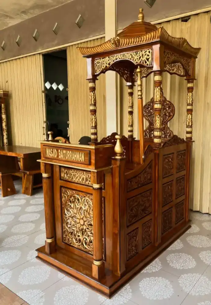 Mimbar Masjid Kayu Jati Mimbar Masjid Ukir Jepara Mihrob Podium Grosir