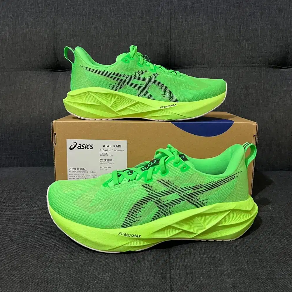Sepatu Asics Novablast 5 Ekiden Vital Green Black Size 44 BNIB Origina