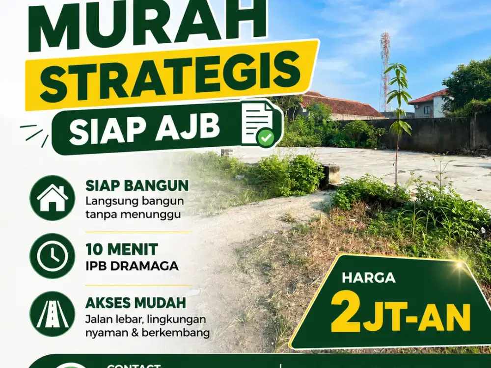 Kavling Termurah 10 Menit IPB Dramaga Siap Balik Nama