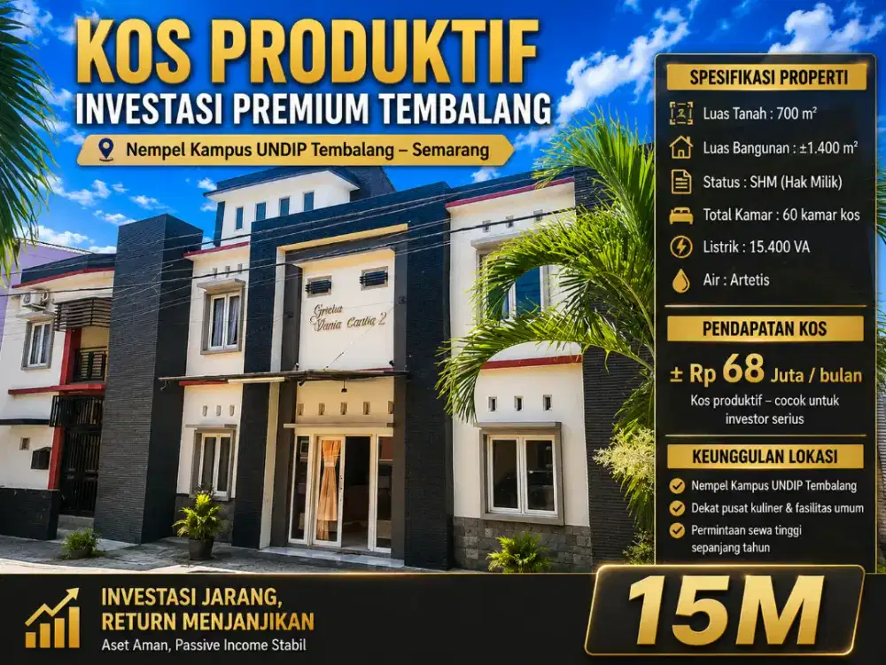 DIJUAL KOST PRODUKTIF 60KT UNTUNG VIEW STRATEGIS