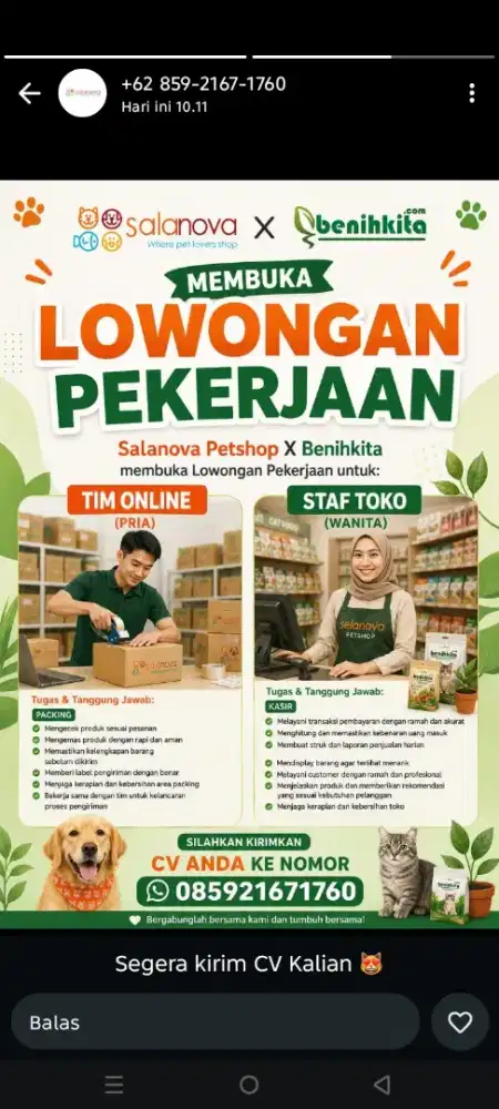 Loker packing & Penjaga Toko