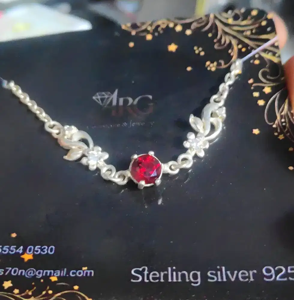 Perak silver 925 gelang wanita garnet