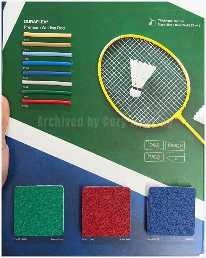 Purva Vinyl Sport Duraflex tebal 4,5mm / Vinyl Olahraga Badmintoon