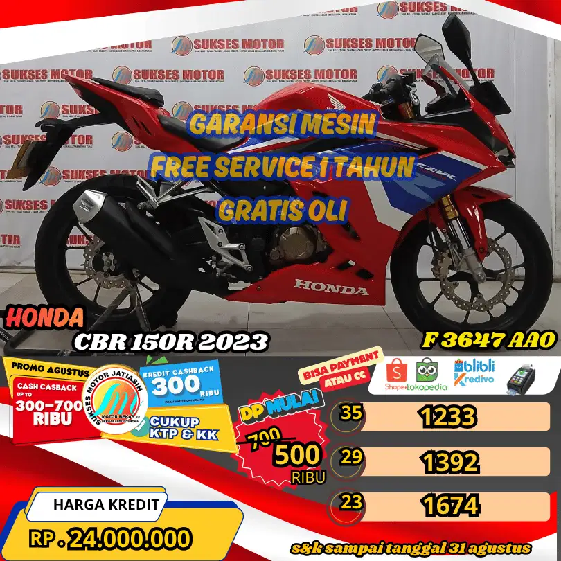 CBR 150R 2023 AJIB  BISA PAYMENT CC& SPYLATERKREDIVO(SUKSESMOTOR)