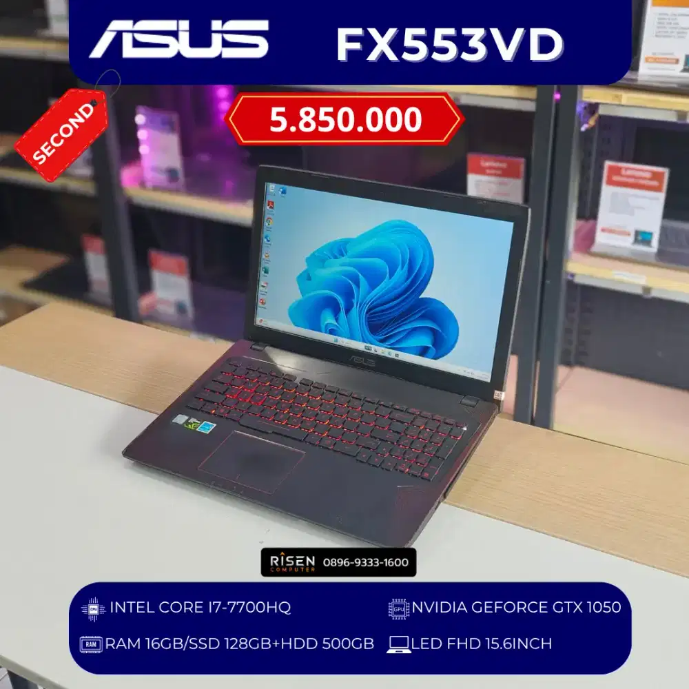 ASUS FX553VD I7-7700HQ RAM 16GB SSD 128GB + HDD 500GB FHD 15.6Inch