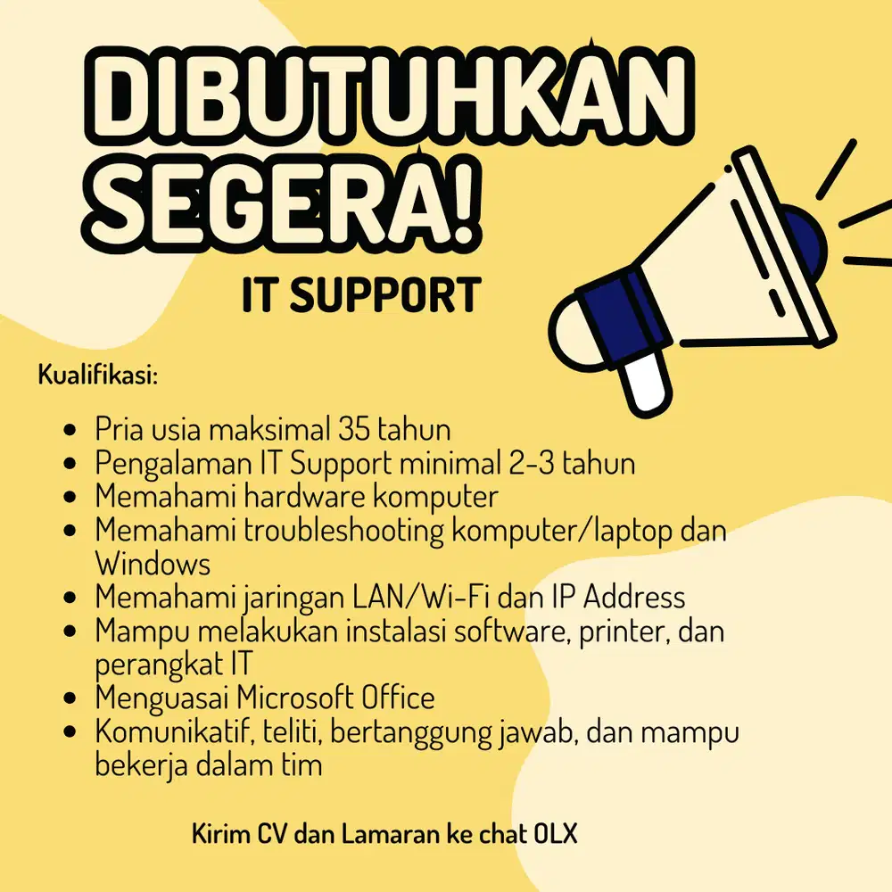 LOWONGAN IT SUPPORT