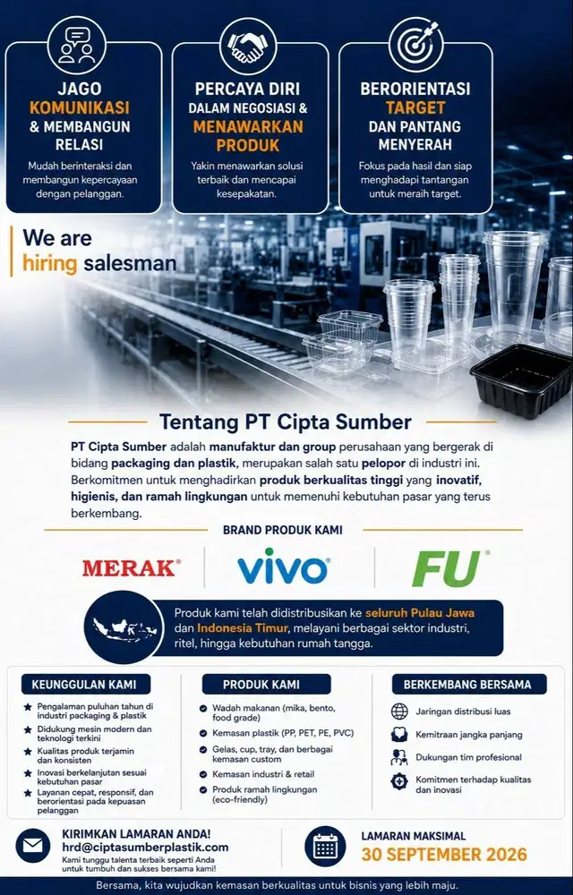 dicari sales handal