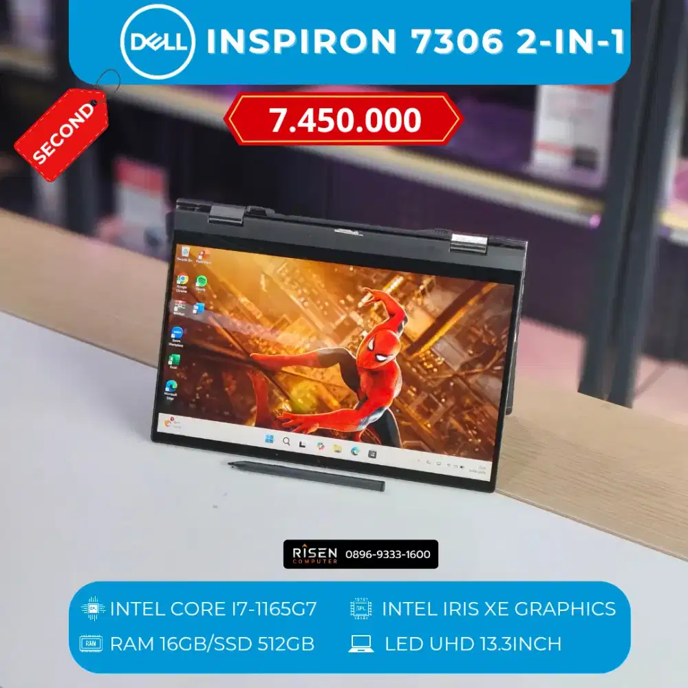 DELL INSPIRON 7306 2-IN-1 I7-1165G7 RAM 16GB SSD 512GB UHD 13.3Inch